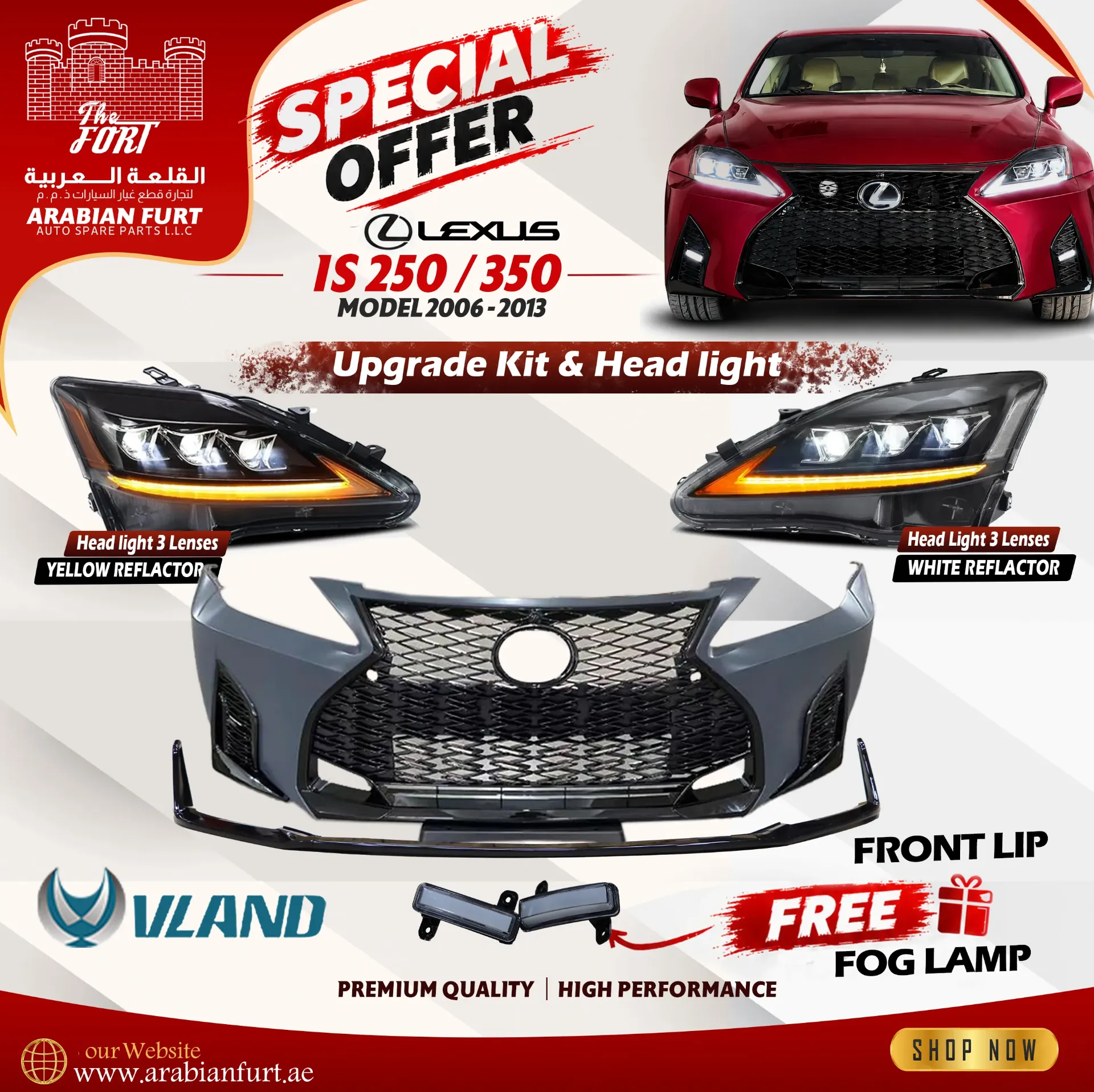 LEXUS IS 250 2006 - 2013 UPGRADE KIT 2021 WITH 6-13 HEAD LIGHT VLAND OFFER